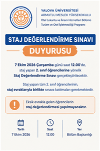 STAJ DEĞERLENDİRME SINAVI DUYURUSU